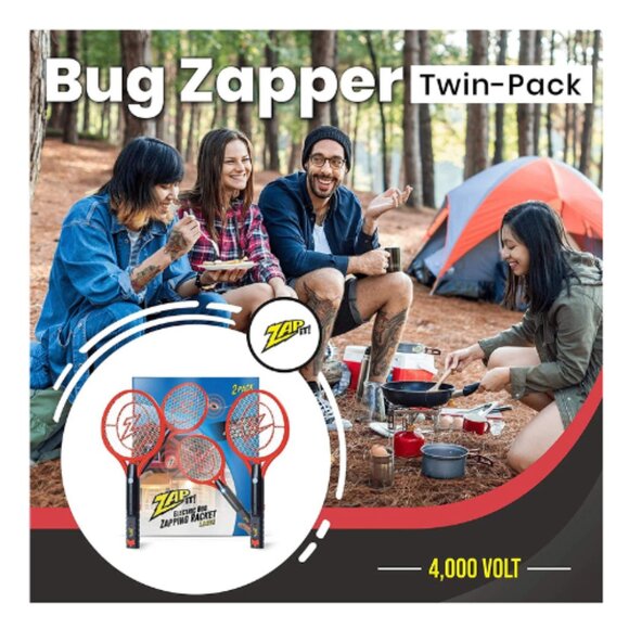 Zap It! Bug Zapper Rechargeable Racket, 4,000 Volt, USB Charging Cable, 2 Pack ( - Picture 2 of 8